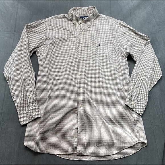 Polo Ralph Lauren Ellington Men's Large White Multi Check Button Up Dress Shirt - Picture 1 of 9